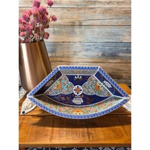 Vintage Asian Inspired Porcelain Divided Serving Dish Set Oriental Floral Design